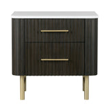Natural Marble Top Espresso Nightstand | OROA