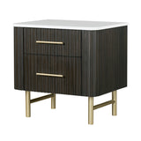 Natural Marble Top Espresso Nightstand | OROA
