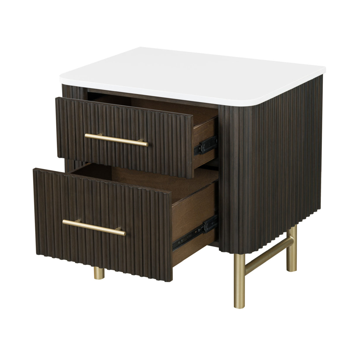 Natural Marble Top Espresso Nightstand | OROA