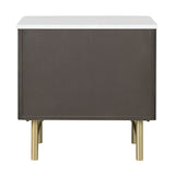 Natural Marble Top Espresso Nightstand | OROA