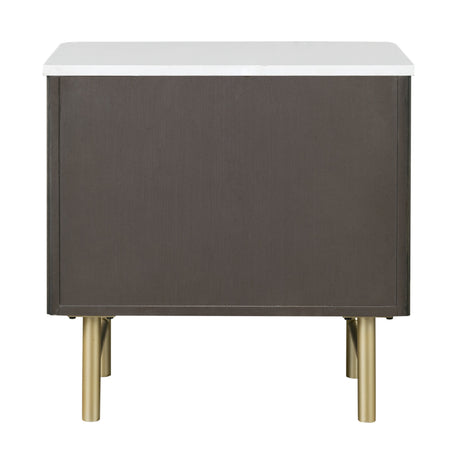 Natural Marble Top Espresso Nightstand | OROA