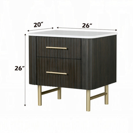 Natural Marble Top Espresso Nightstand | OROA