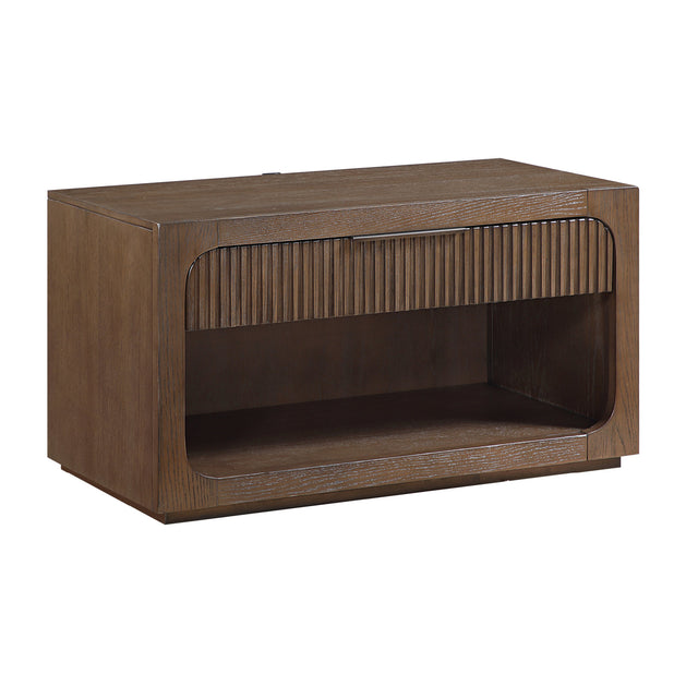 Modern European furniture - Leanna Brown Oak Nightstand Wood Top - www.oroa.com