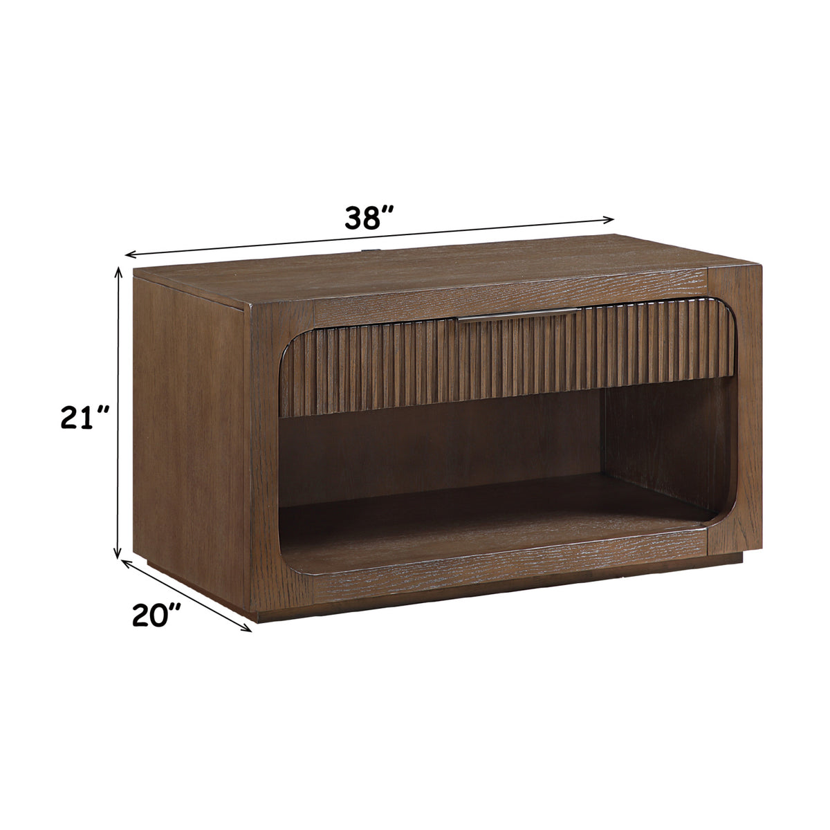 Modern European furniture - Leanna Brown Oak Nightstand Wood Top - www.oroa.com