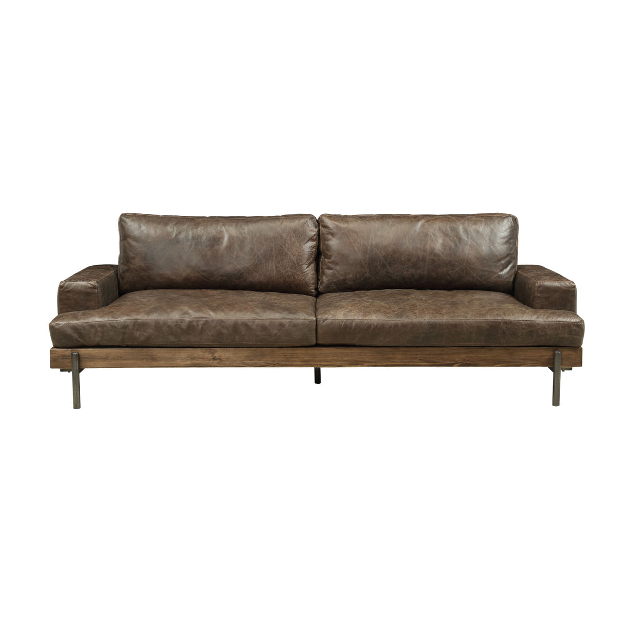 Porchester Distress Chocolate Leather Sofa | OROA