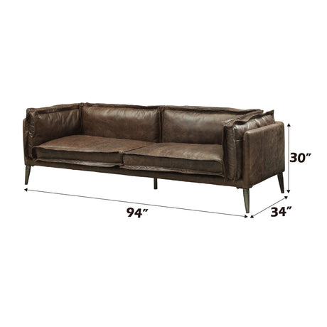 Porchester Distress Chocolate Leather Sofa | OROA
