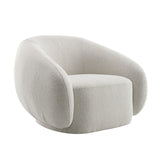 Beige Upholstered Swivel Chair | OROA