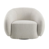 Beige Upholstered Swivel Chair | OROA