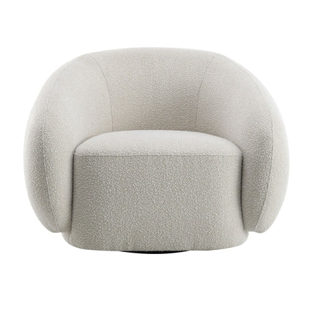 Beige Upholstered Swivel Chair | OROA