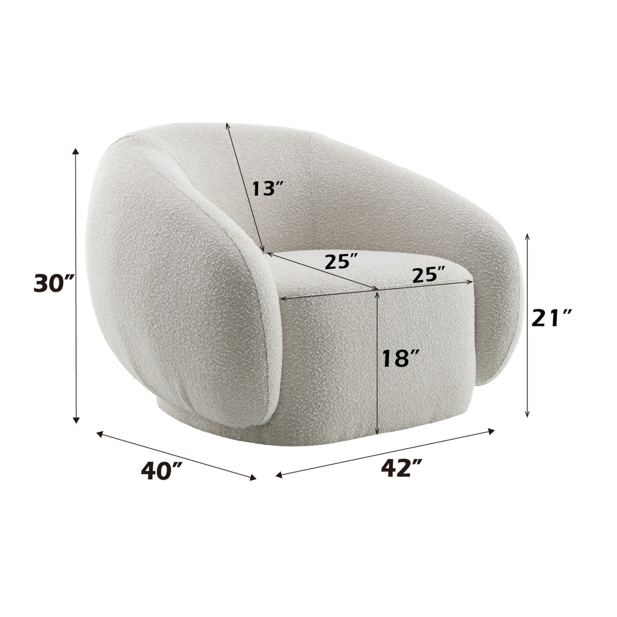 Beige Upholstered Swivel Chair | OROA