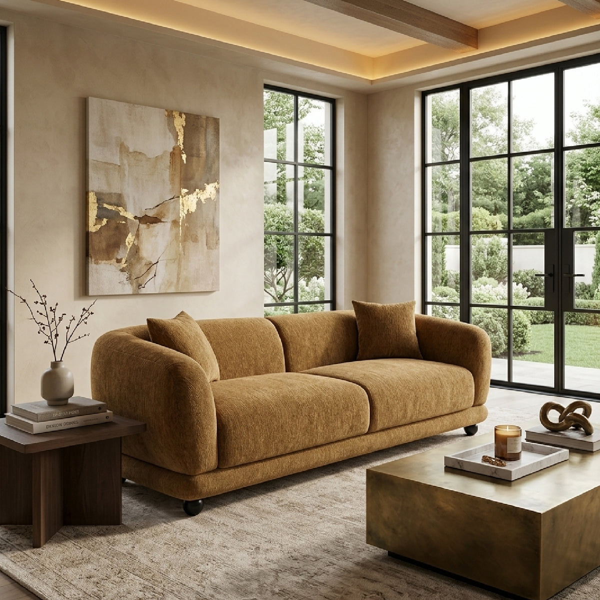 Modern European furniture - Brown Lennox Chenille Sofa - www.oroa.com