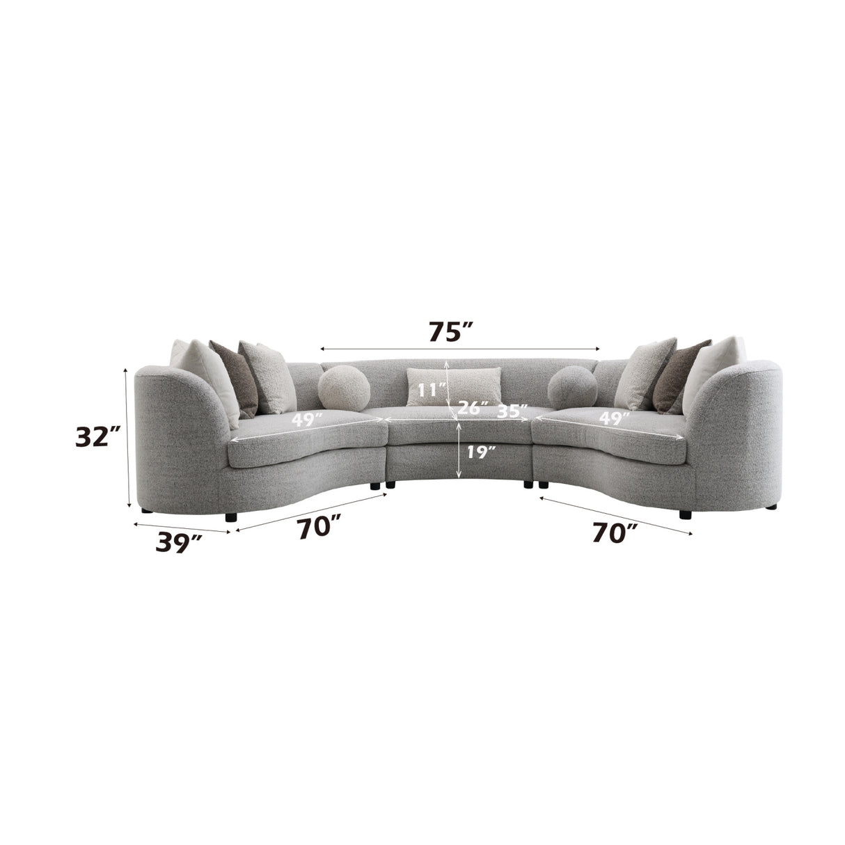 Gray Boucle Sectional Sofa | OROA