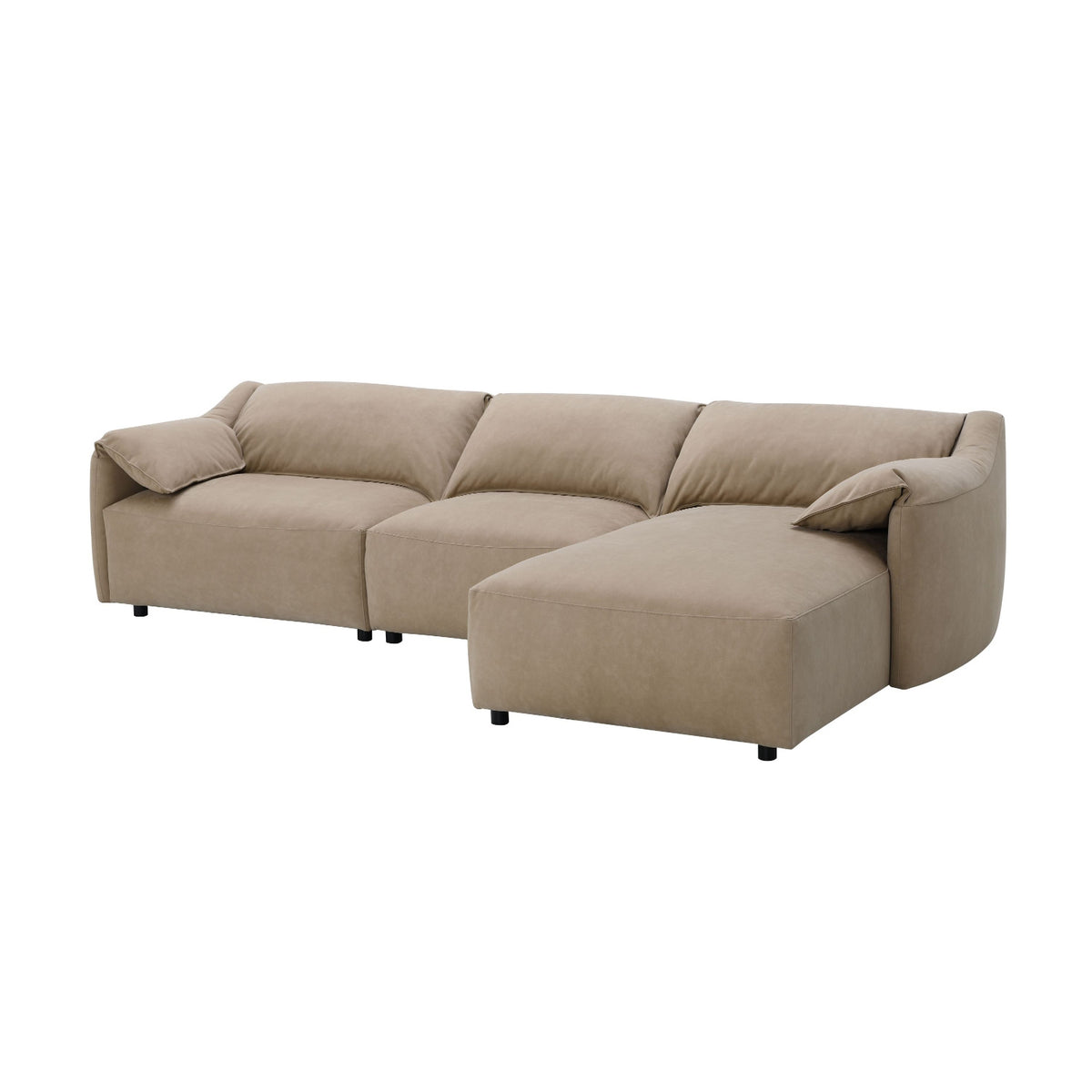 Modern European furniture - Light Brown Suede Sectional Sofa - www.oroa.com