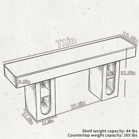 Wooden Long Console Table by OROA