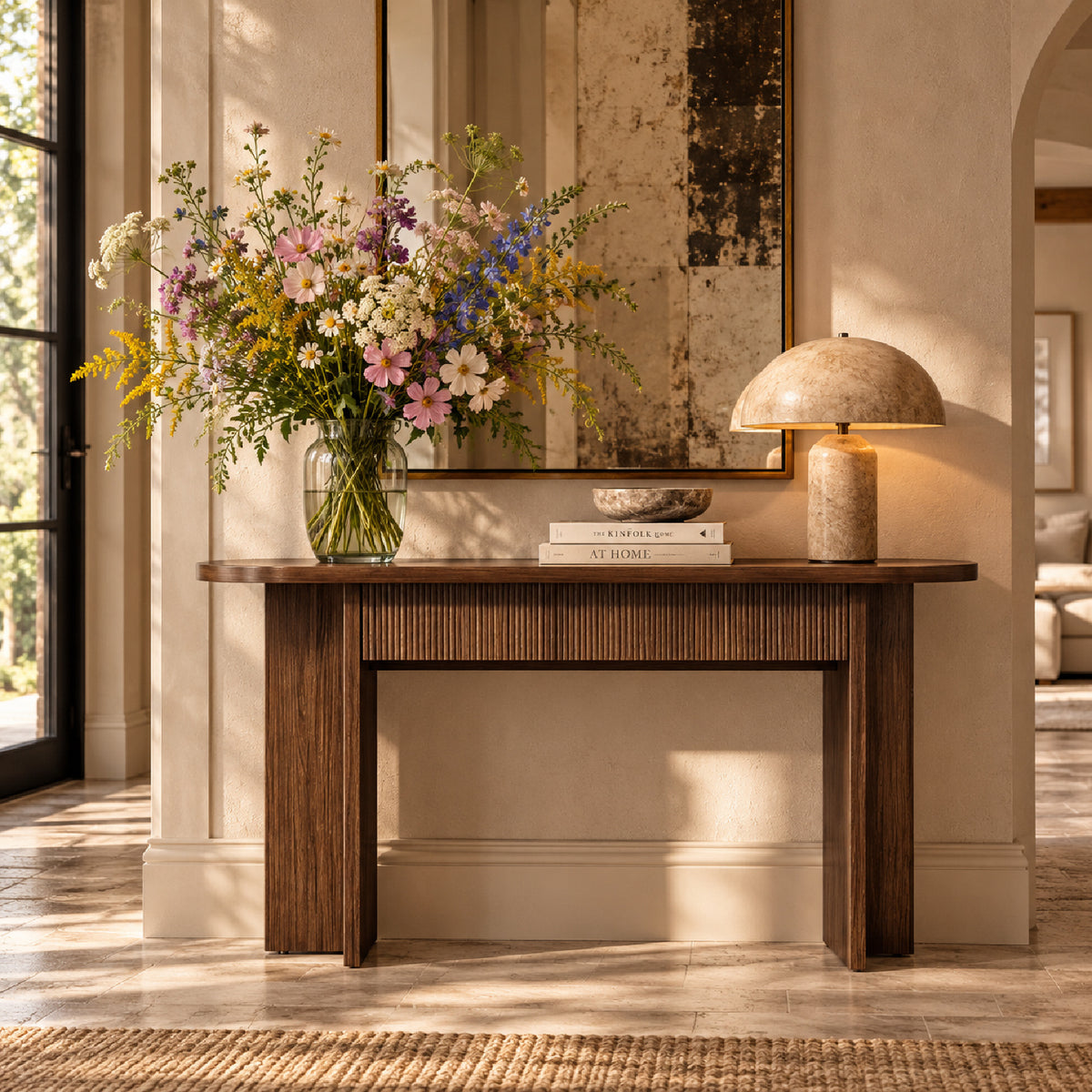 Mid Century 2-Drawers Console Table by OROA