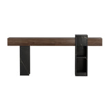 Walnut Narrow Console Table with Storage | OROA