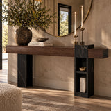 Walnut Narrow Console Table with Storage | OROA