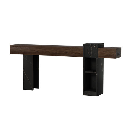 Walnut Narrow Console Table with Storage | OROA