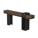 Walnut Narrow Console Table with Storage | OROA
