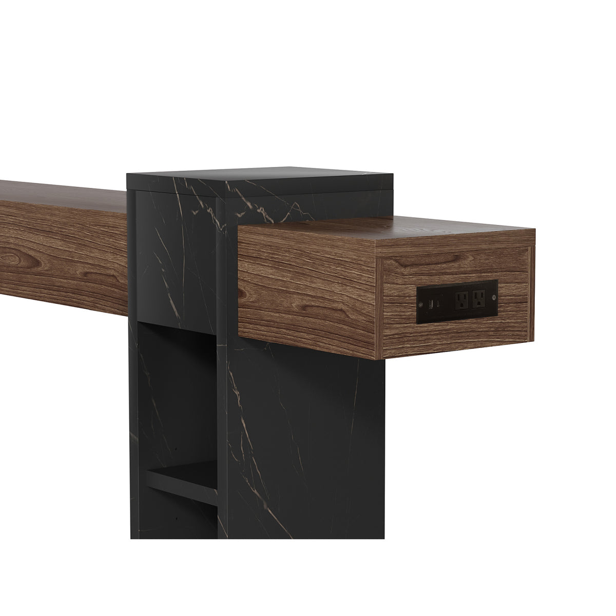 Walnut Narrow Console Table with Storage | OROA