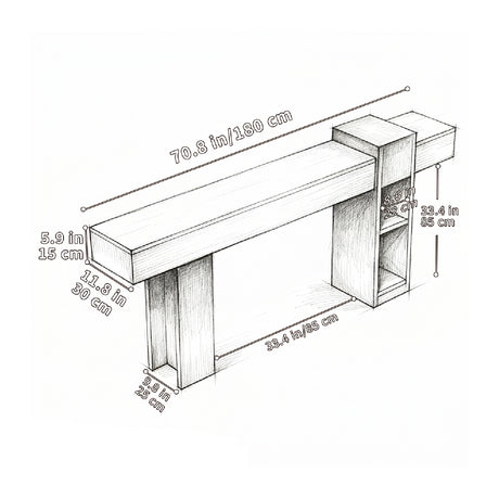Walnut Narrow Console Table with Storage | OROA