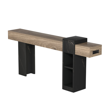 Modern European furniture - Natural Wood Narrow Console Table with Storage - www.oroa.com
