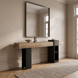 Modern European furniture - Natural Wood Narrow Console Table with Storage - www.oroa.com