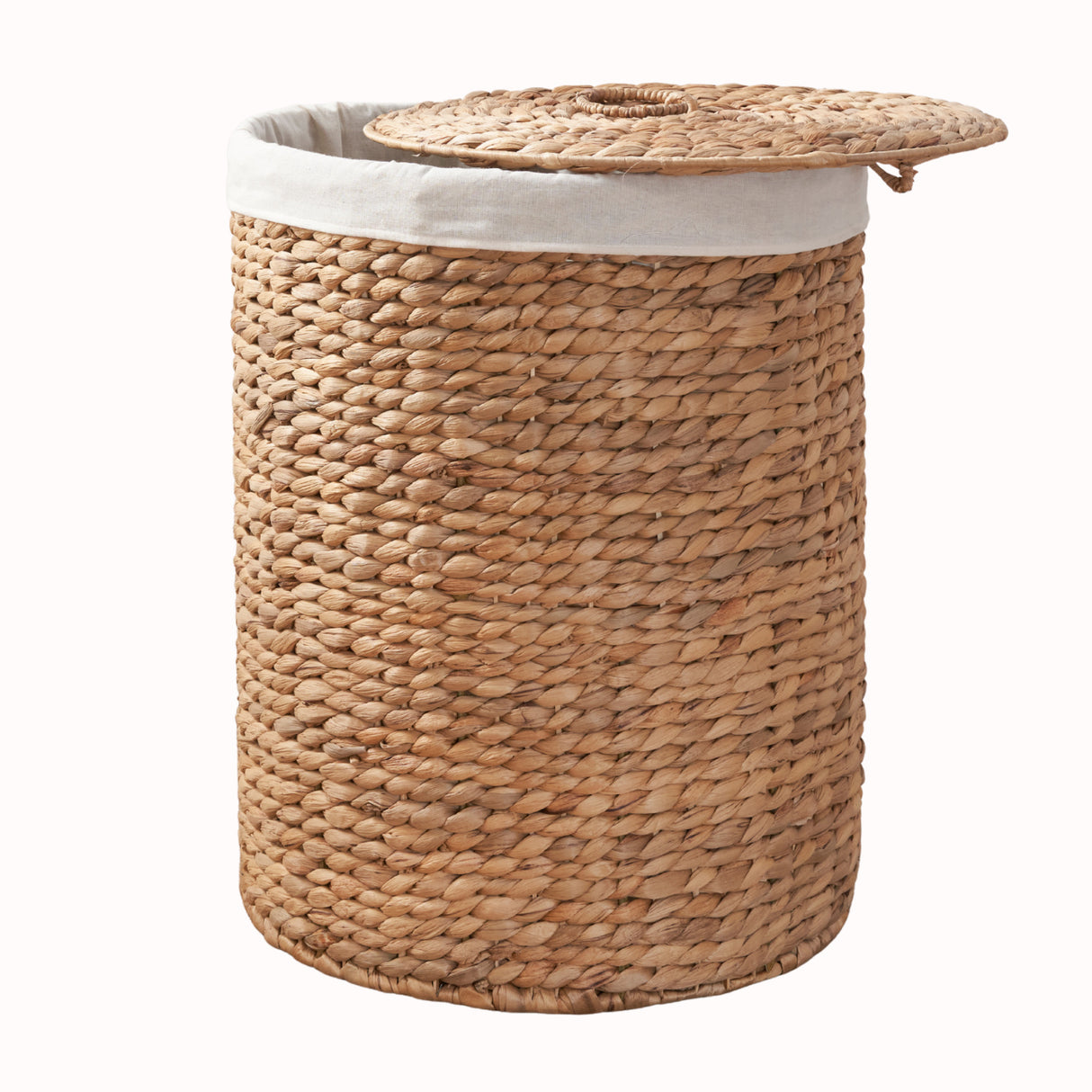 Brown Round Water Hyacinth Laundry Hamper | OROA