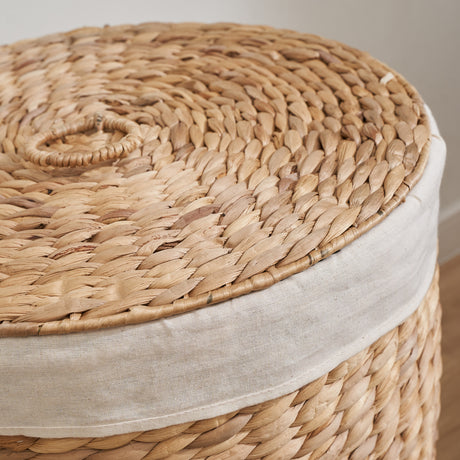 Brown Round Water Hyacinth Laundry Hamper | OROA