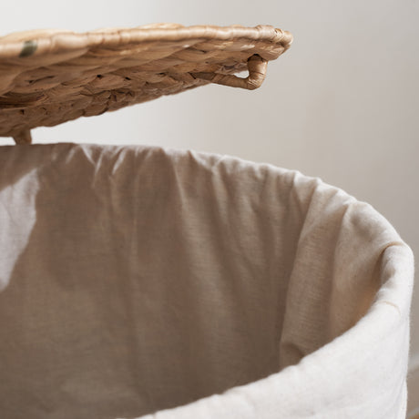 Brown Round Water Hyacinth Laundry Hamper | OROA