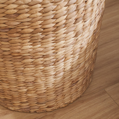 Brown Round Water Hyacinth Laundry Hamper | OROA