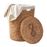 Round Woven Water Hyacinth Storage Hamper with Lid | OROA
