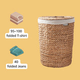 Round Woven Water Hyacinth Storage Hamper with Lid | OROA