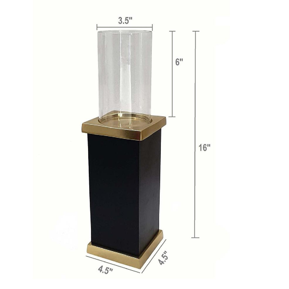 Black and Gold Pillar Hurricane Candle Holder | OROA