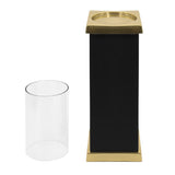 Black and Gold Pillar Hurricane Candle Holder | OROA