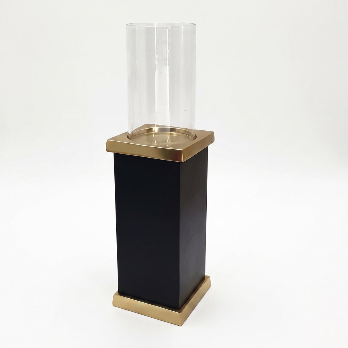 Black and Gold Pillar Hurricane Candle Holder | OROA