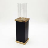 Black and Gold Pillar Hurricane Candle Holder | OROA