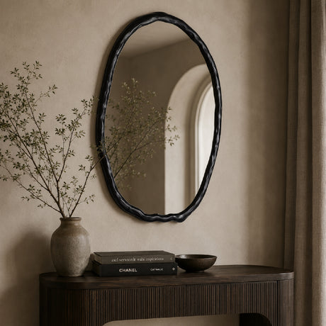Black Oval Contemporary Wall Mirror | OROA