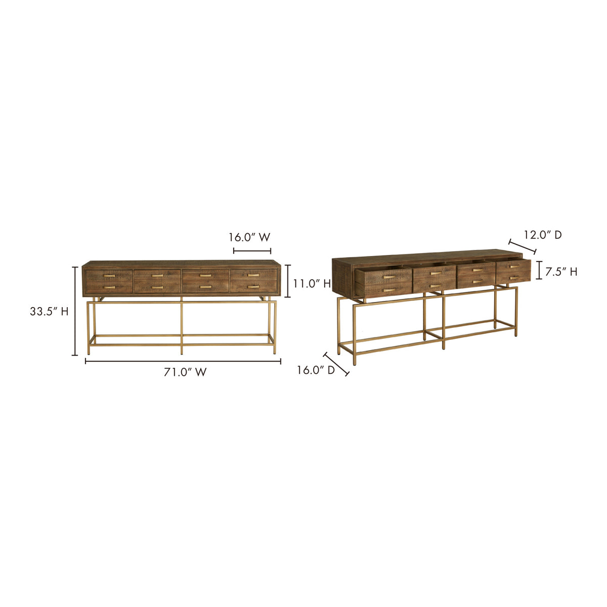 Brass Finish Console Table | OROA