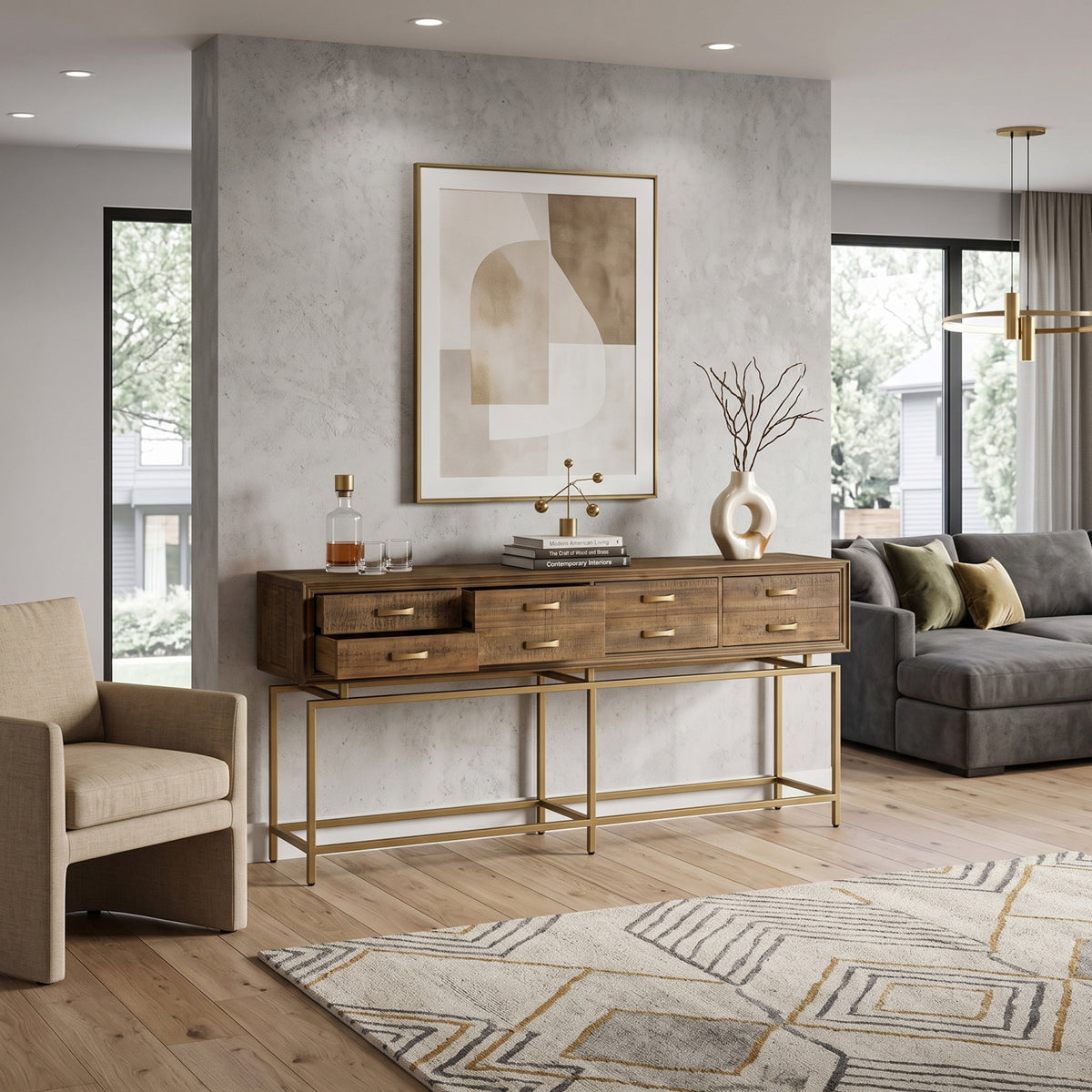 Brass Finish Console Table | OROA