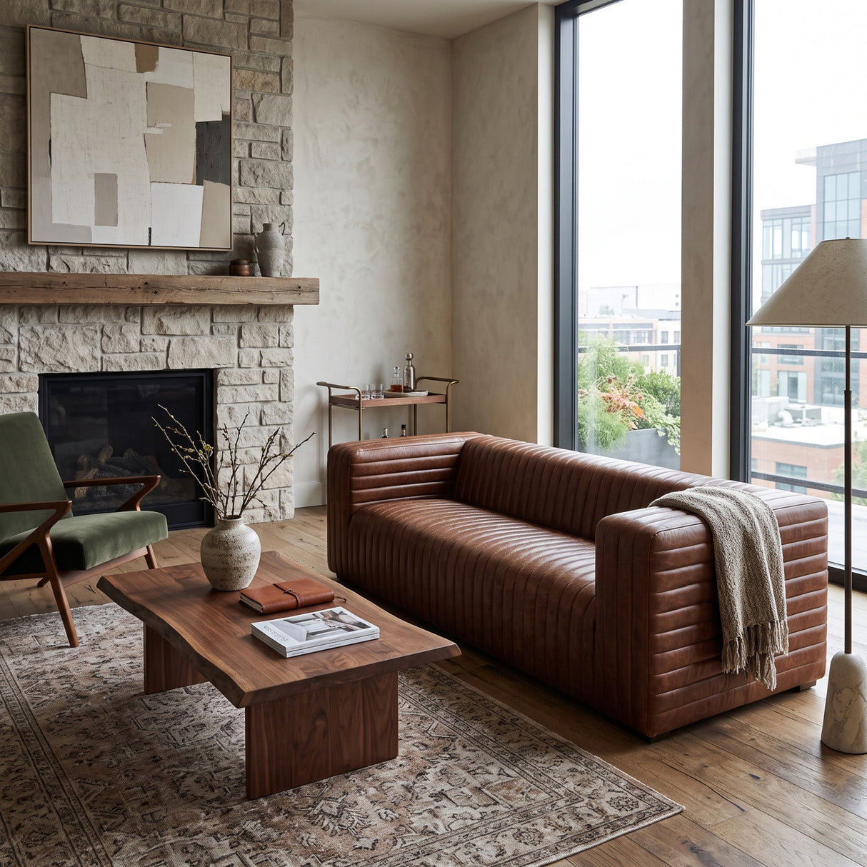 3-Seater Channel-Stitched Sofa | OROA