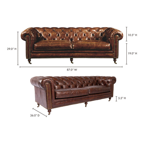 3-Seater Top-Grain Leather Sofa | OROA