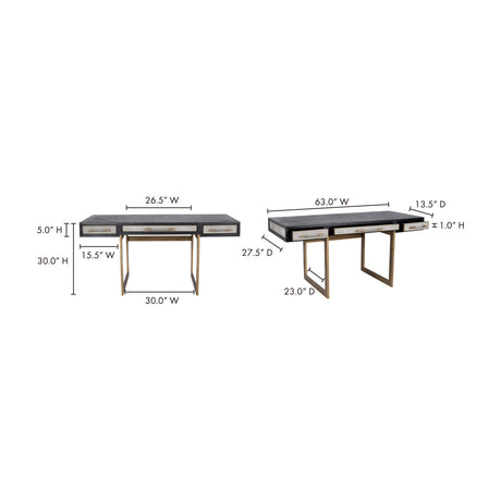 Modern European furniture - Gray Vegan Leather Desk - www.oroa.com