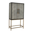 Modern European furniture - Gray Shagreen Bar Cabinet with Brass Accents - www.oroa.com