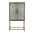 Modern European furniture - Gray Shagreen Bar Cabinet with Brass Accents - www.oroa.com