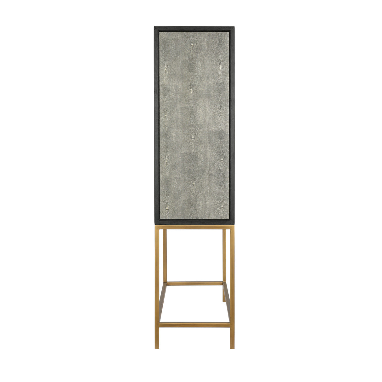 Modern European furniture - Gray Shagreen Bar Cabinet with Brass Accents - www.oroa.com