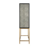 Modern European furniture - Gray Shagreen Bar Cabinet with Brass Accents - www.oroa.com
