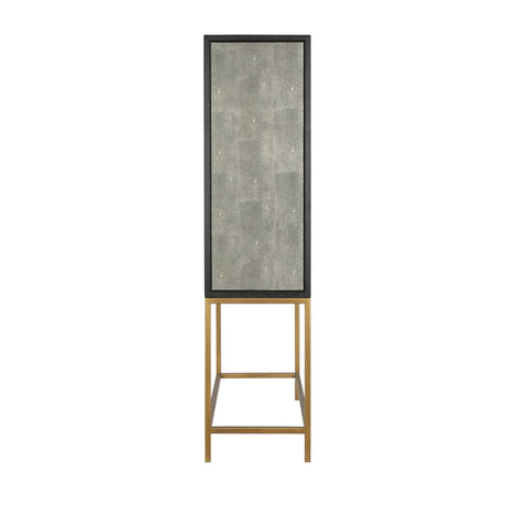 Modern European furniture - Gray Shagreen Bar Cabinet with Brass Accents - www.oroa.com