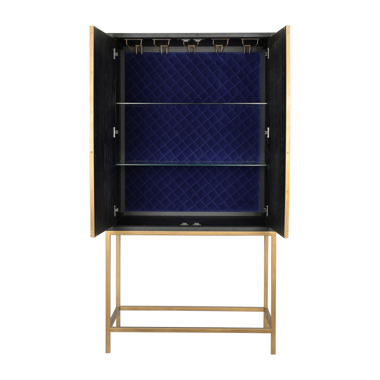Modern European furniture - Gray Shagreen Bar Cabinet with Brass Accents - www.oroa.com