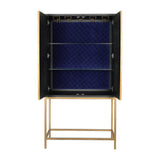 Modern European furniture - Gray Shagreen Bar Cabinet with Brass Accents - www.oroa.com